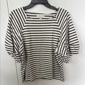 Black and White Striped Women's Top